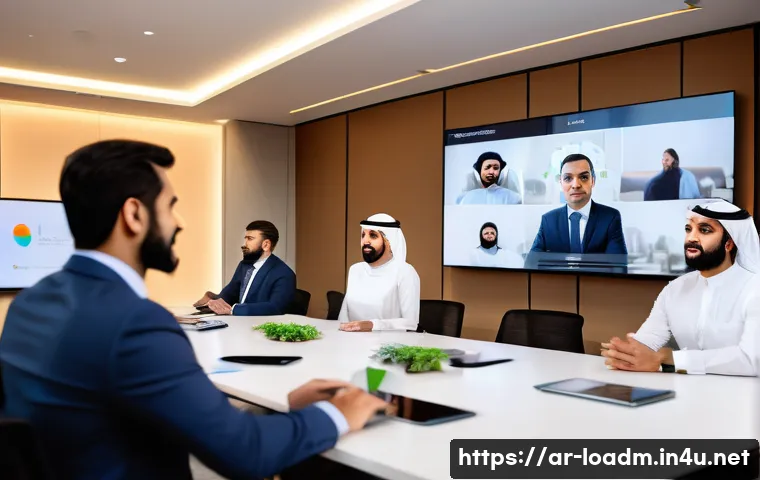 지방행정사 스터디 그룹 만들기 - A diverse group of Arabic-speaking professionals in a modern conference room, engaged in a lively vi...
