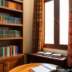 지방행정사 시험 준비물 체크리스트 - A cozy, well-lit study room tailored for an Arabic student preparing for a local administration exam...