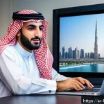 지방행정사와 관련된 취업 정보 - A professional Arabic man in traditional attire (thobe and keffiyeh) sitting confidently at a modern...